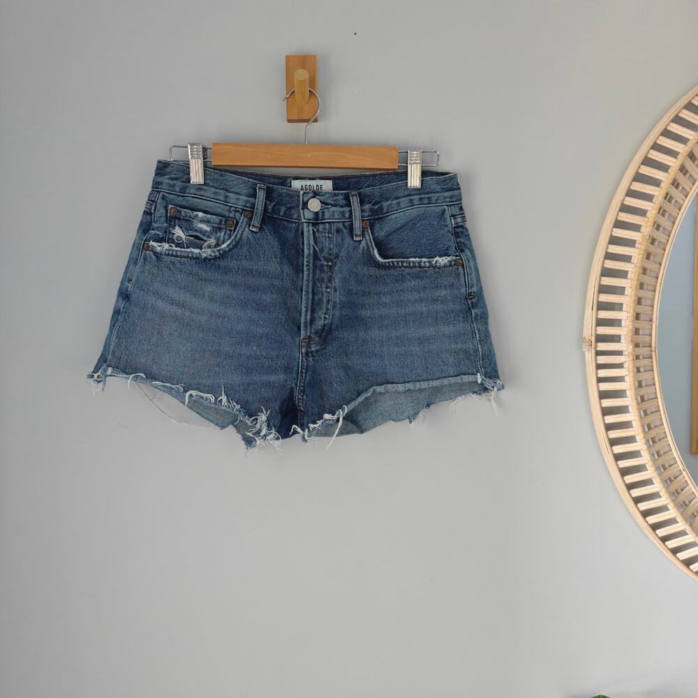 AGOLDE Parker Vintage Cut Off Denim Shorts Lowkey Size 27 Distressed EUC